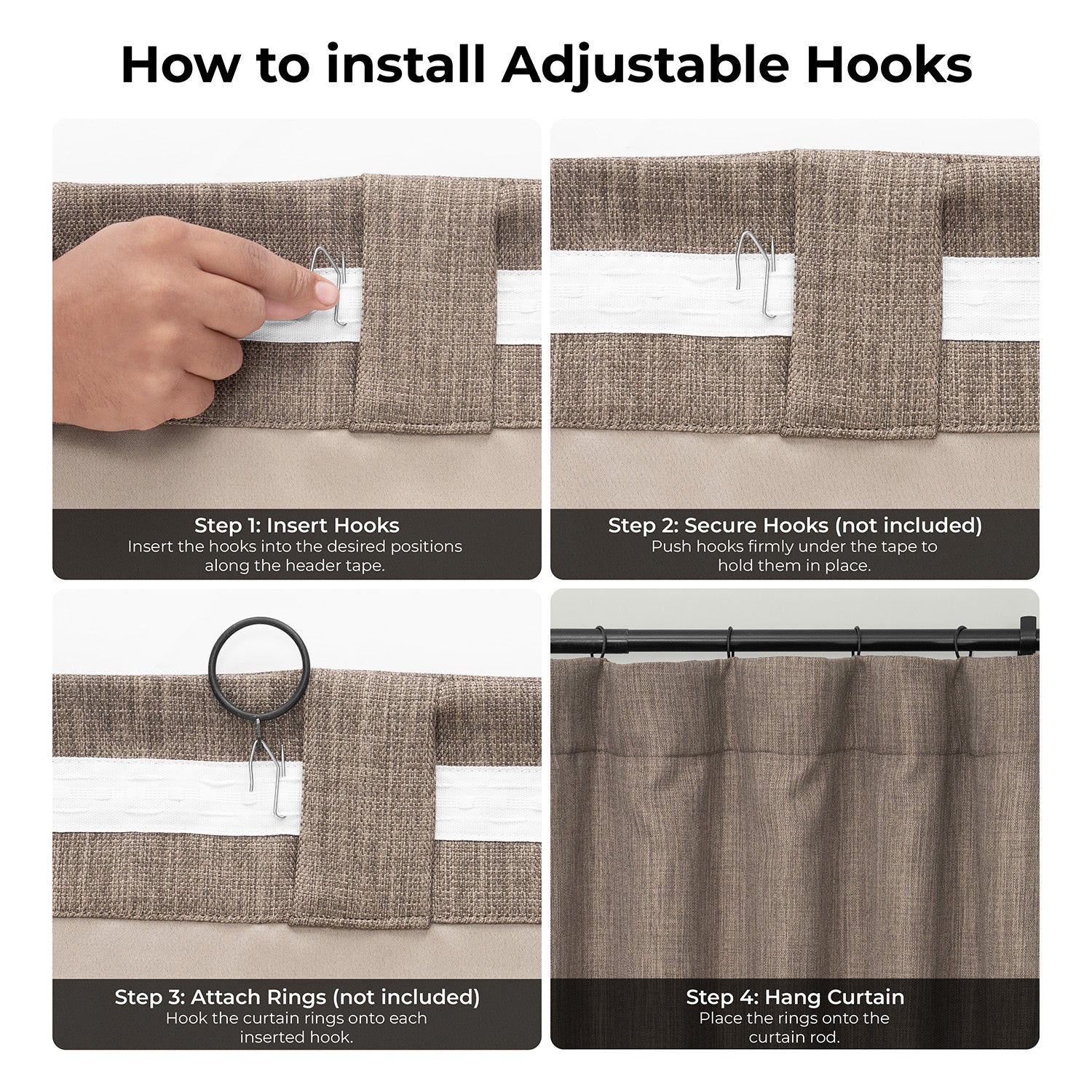 Dutch Cocoa Textured Faux Linen Room Darkening Curtain | Half