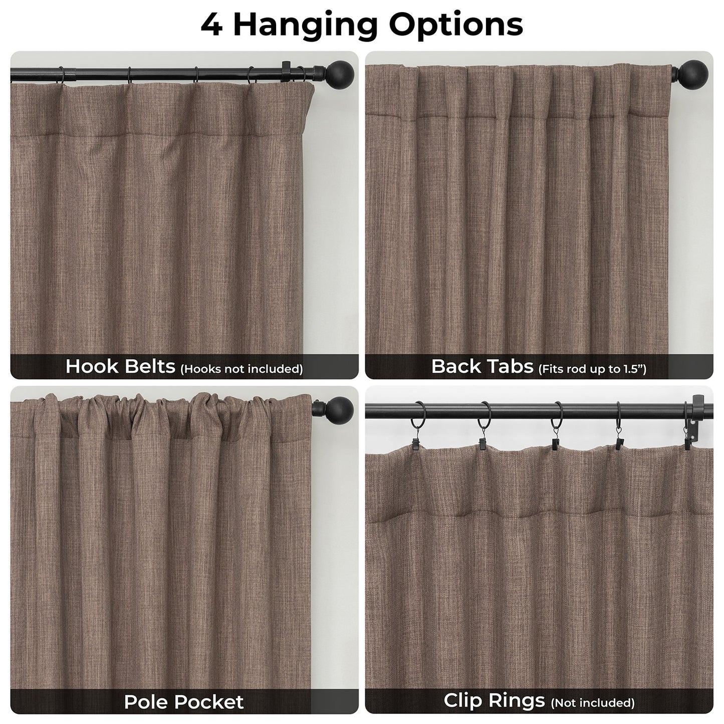 Dutch Cocoa Textured Faux Linen Room Darkening Curtain