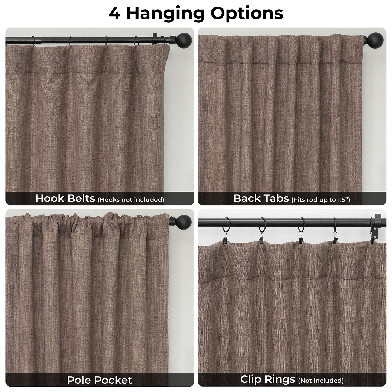 Dutch Cocoa Textured Faux Linen Room Darkening Curtain