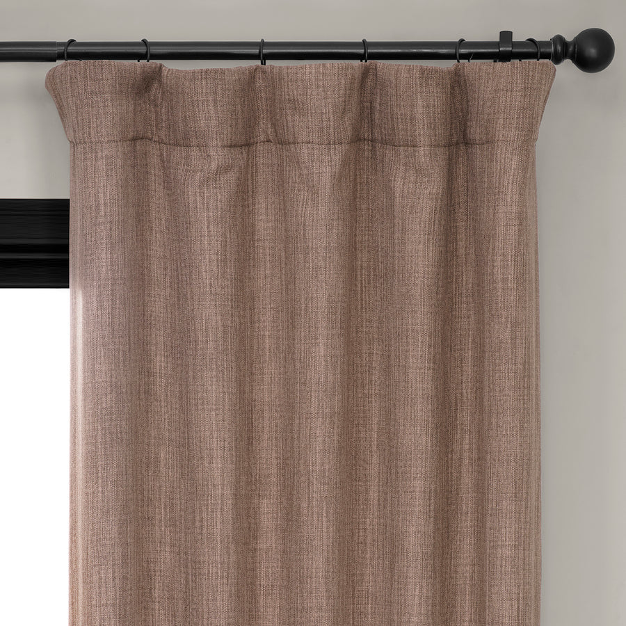 Dutch Cocoa Textured Faux Linen Room Darkening Curtain
