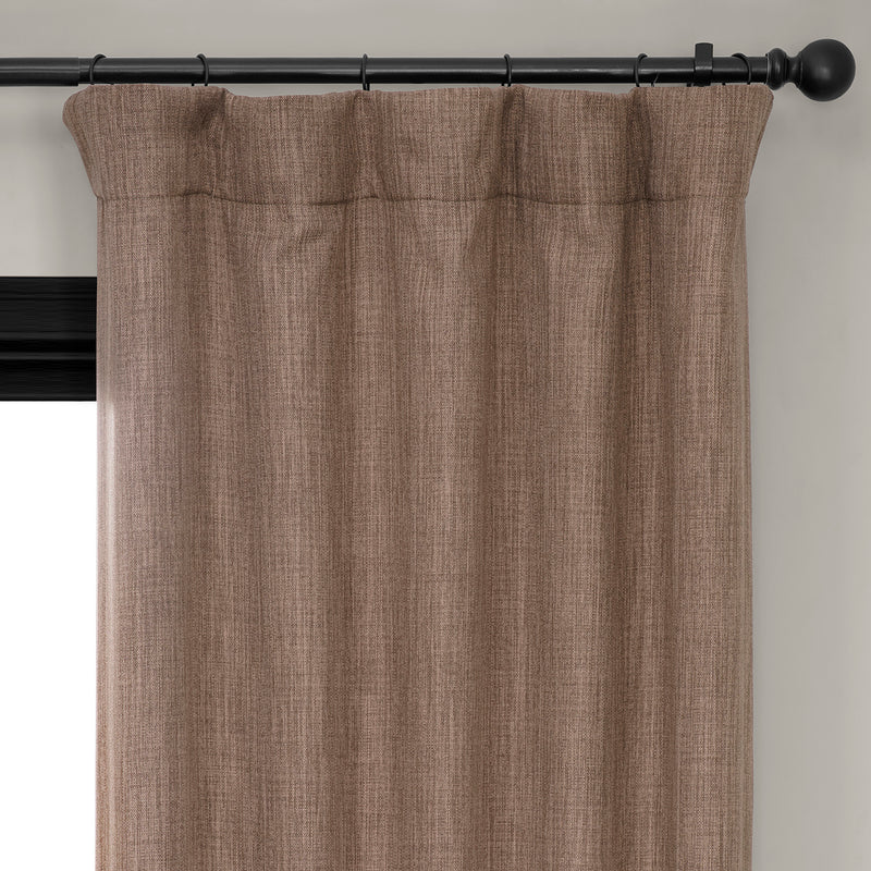 Dutch Cocoa Textured Faux Linen Room Darkening Curtain