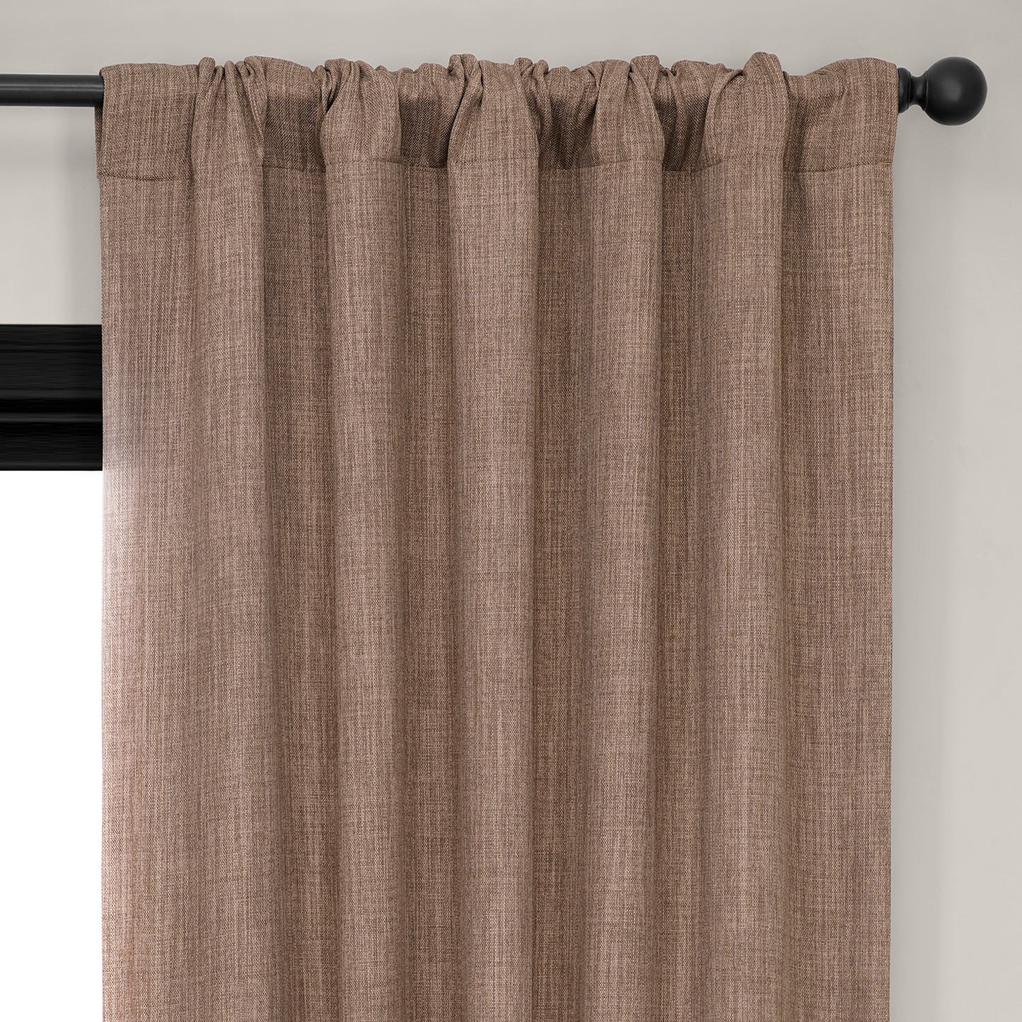 Dutch Cocoa Textured Faux Linen Room Darkening Curtain