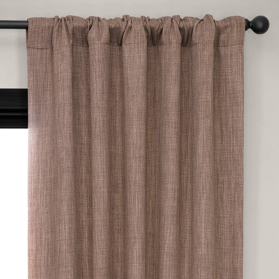 Dutch Cocoa Textured Faux Linen Room Darkening Curtain