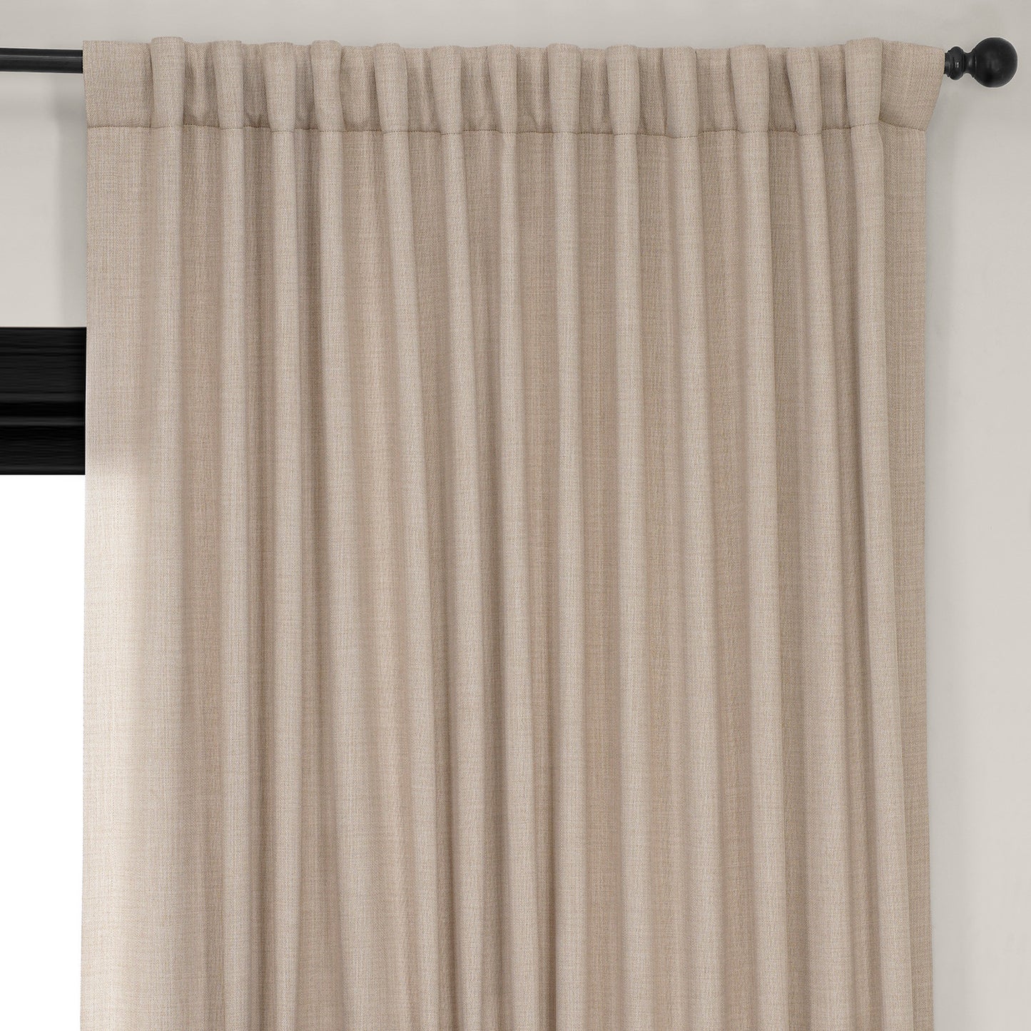 Thatched Tan Extra Wide Textured Faux Linen Room Darkening Curtain