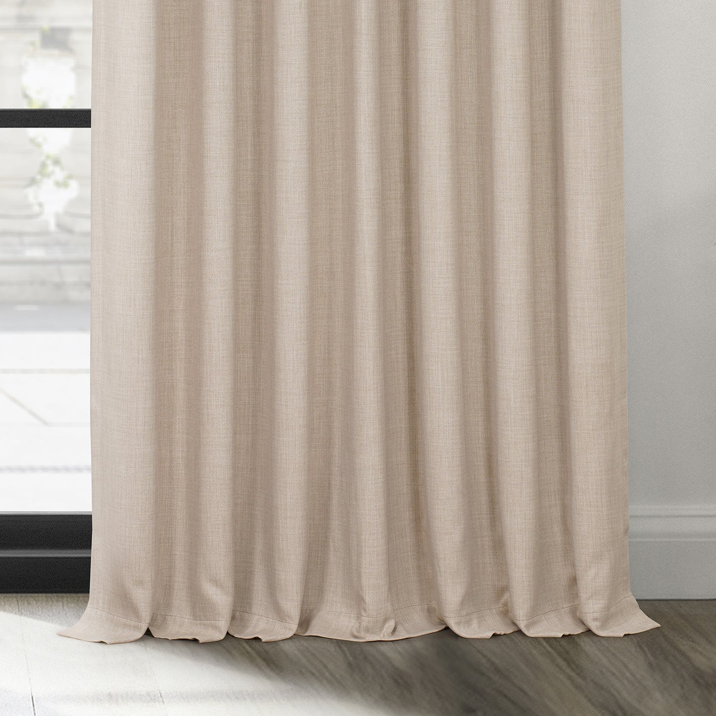 Thatched Tan Textured Faux Linen Custom Curtain
