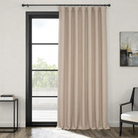 Thatched Tan Extra Wide Textured Faux Linen Room Darkening Curtain