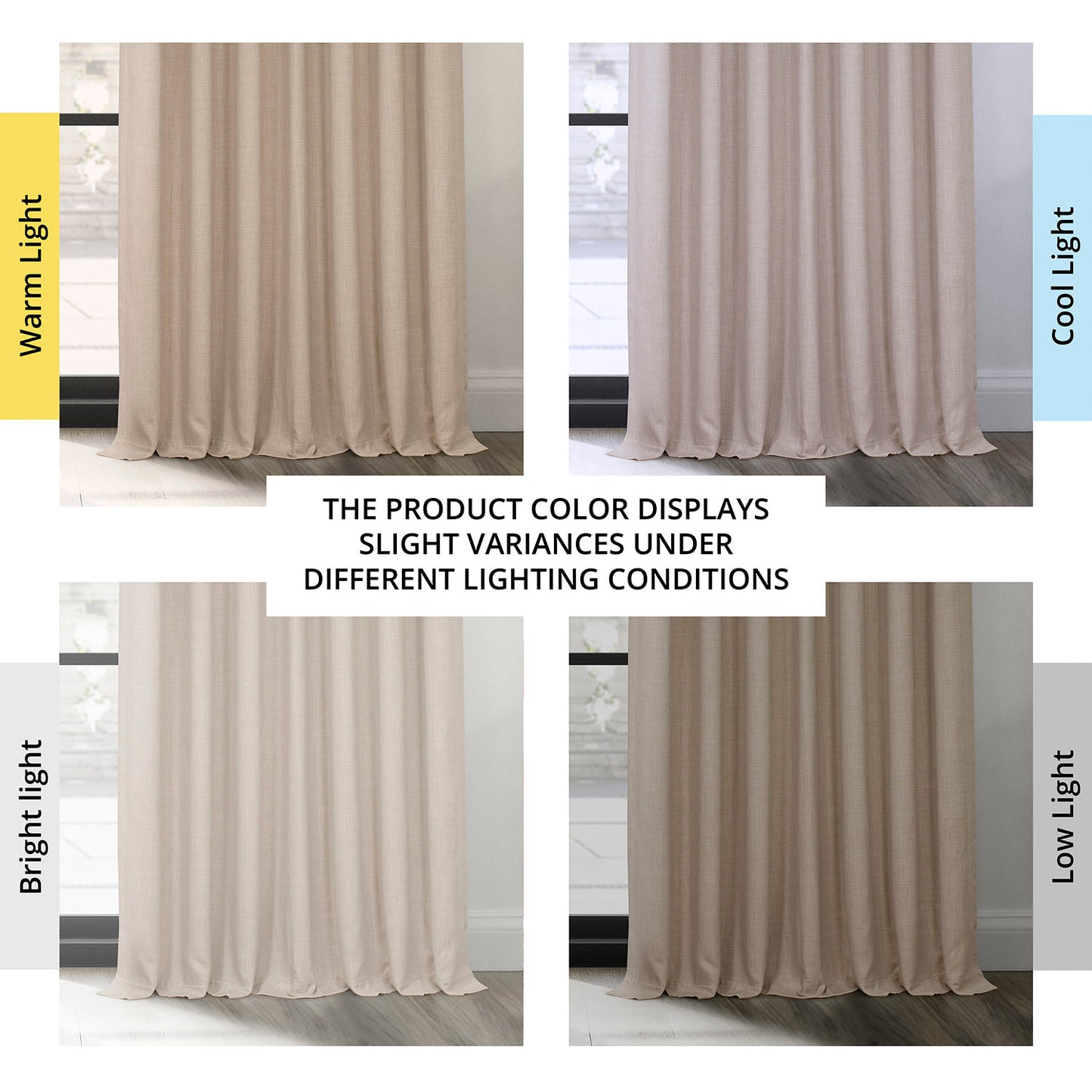 Thatched Tan Extra Wide Textured Faux Linen Room Darkening Curtain