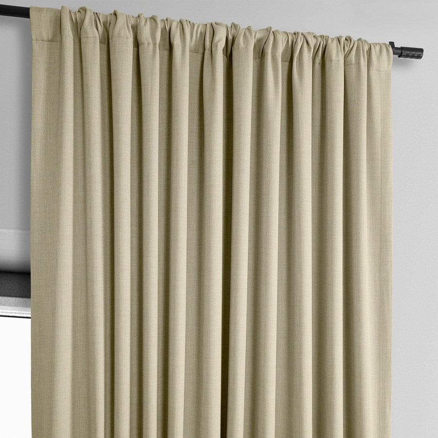 Thatched Tan Extra Wide Textured Faux Linen Room Darkening Curtain - HalfPriceDrapes.com