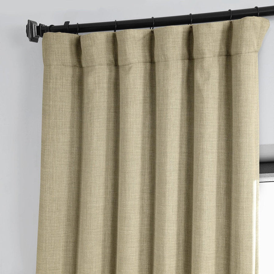 Thatched Tan Textured Faux Linen Room Darkening Curtain - HalfPriceDrapes.com