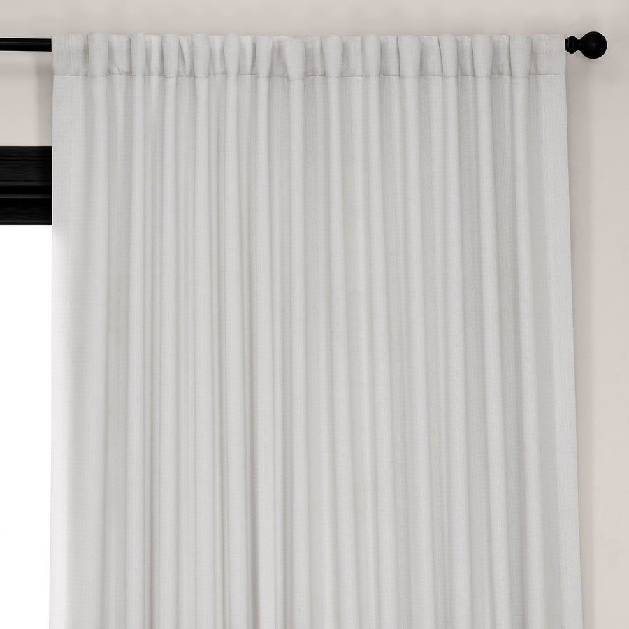 Oyster Extra Wide Textured Faux Linen Room Darkening Curtain