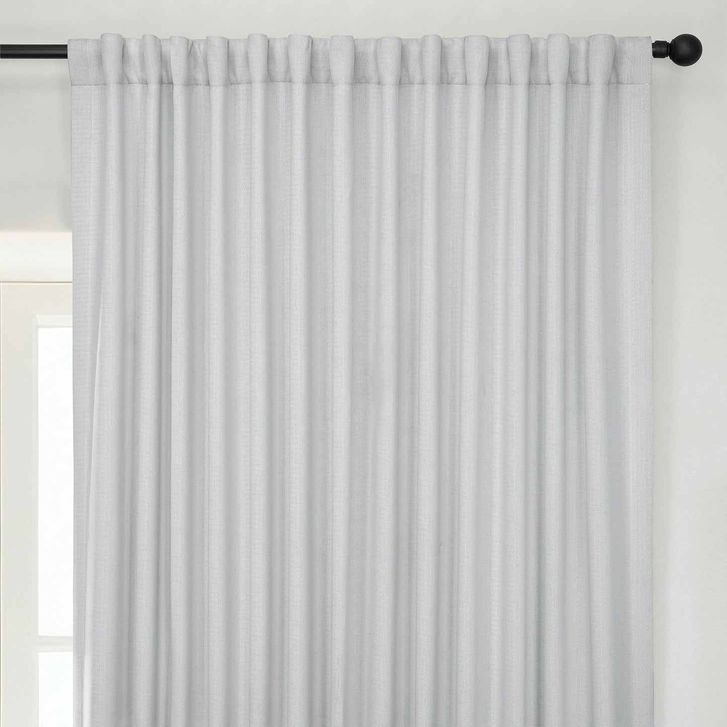 Oyster Extra Wide Textured Faux Linen Room Darkening Curtain