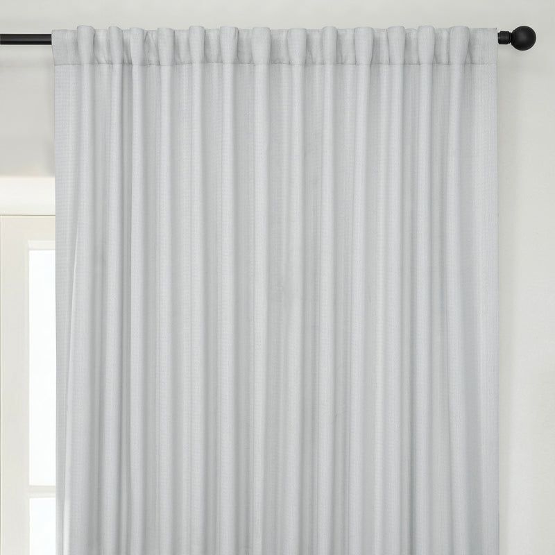 Oyster Extra Wide Textured Faux Linen Room Darkening Curtain