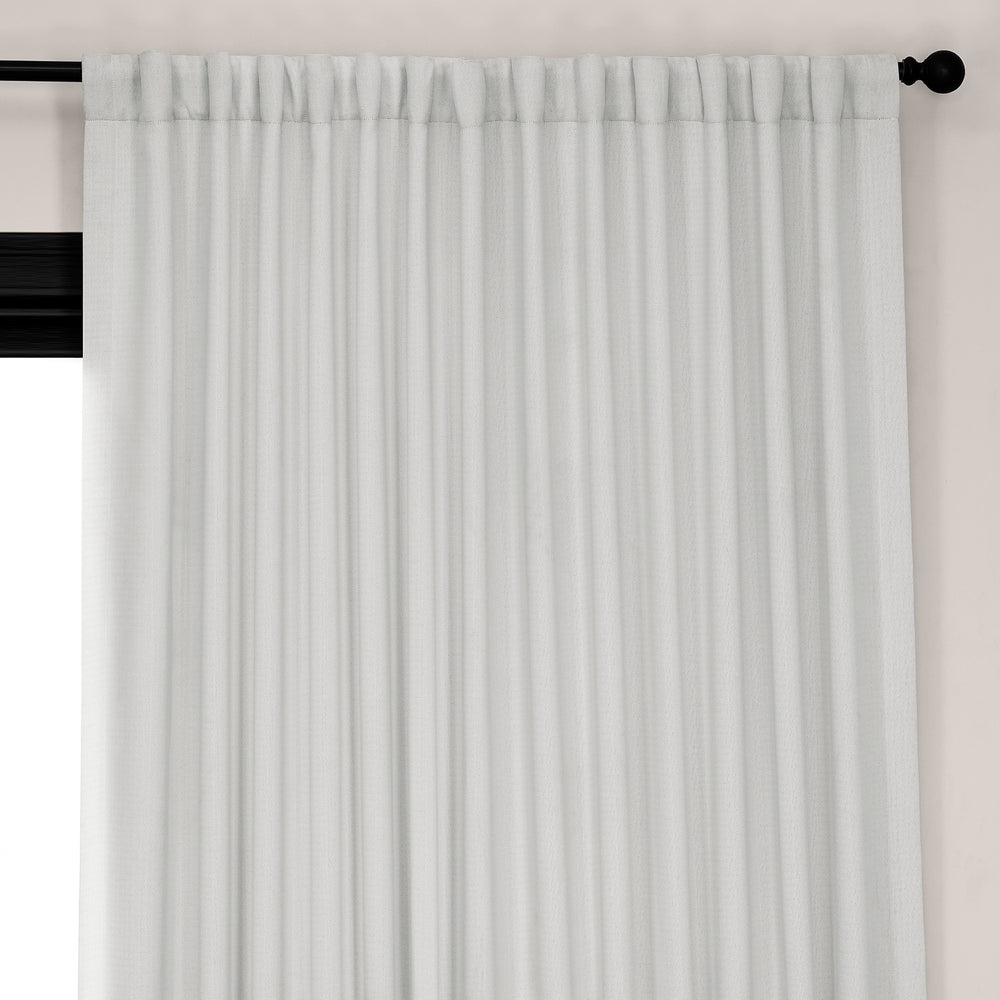 Oyster Extra Wide Textured Faux Linen Room Darkening Curtain