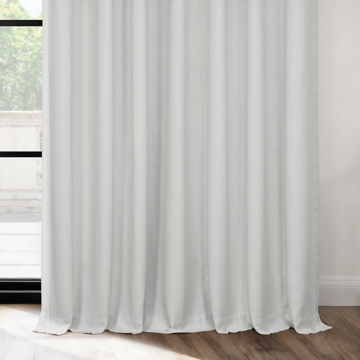 Oyster Extra Wide Textured Faux Linen Room Darkening Curtain