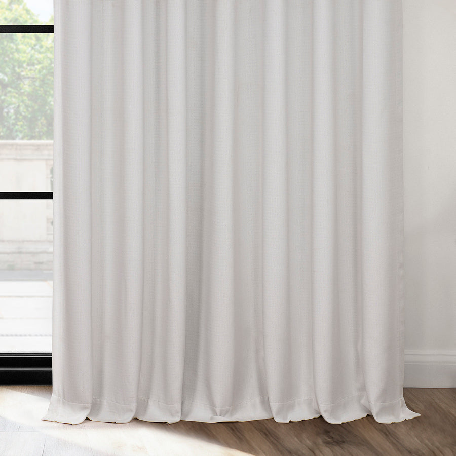 Oyster Extra Wide Textured Faux Linen Room Darkening Curtain