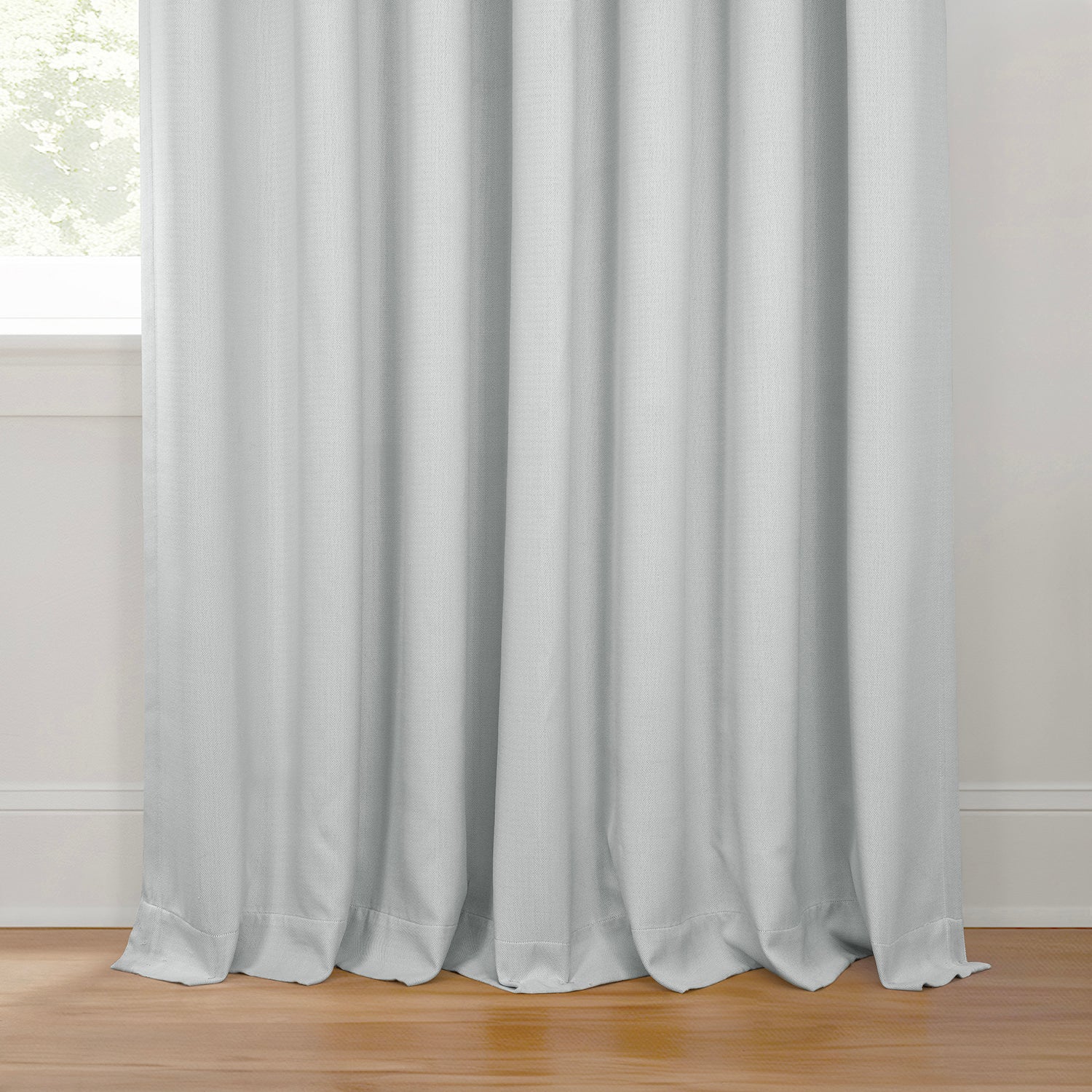 Oyster Extra Wide Textured Faux Linen Room Darkening Curtain