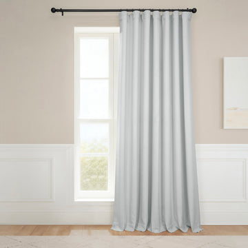 Oyster Extra Wide Textured Faux Linen Room Darkening Curtain