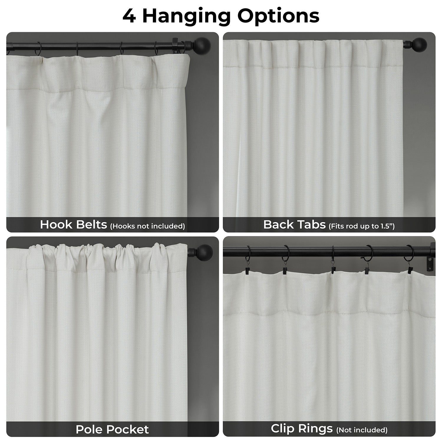Oyster Mist Extra Wide Textured Faux Linen Room Darkening Curtain