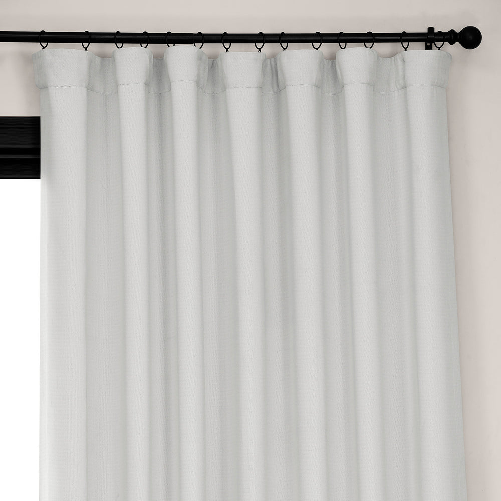 Oyster Extra Wide Textured Faux Linen Room Darkening Curtain