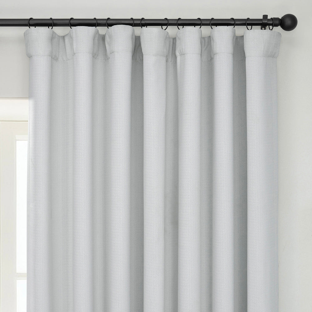 Oyster Extra Wide Textured Faux Linen Room Darkening Curtain