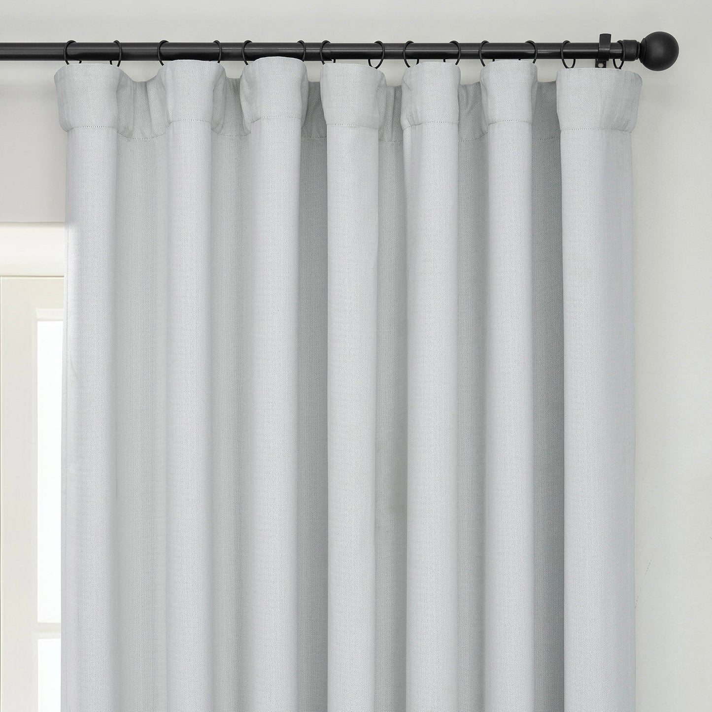 Oyster Extra Wide Textured Faux Linen Room Darkening Curtain