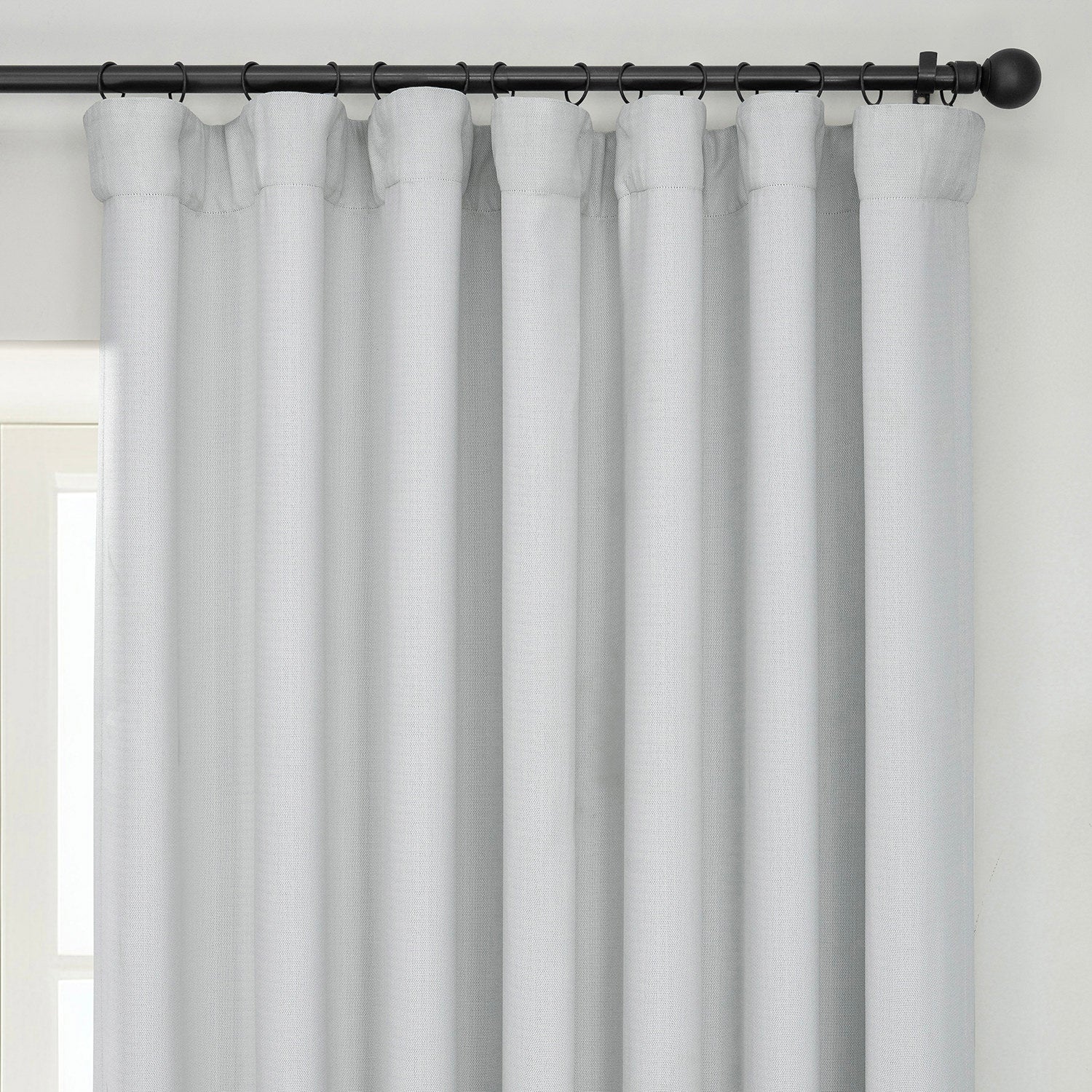 Oyster Extra Wide Textured Faux Linen Room Darkening Curtain