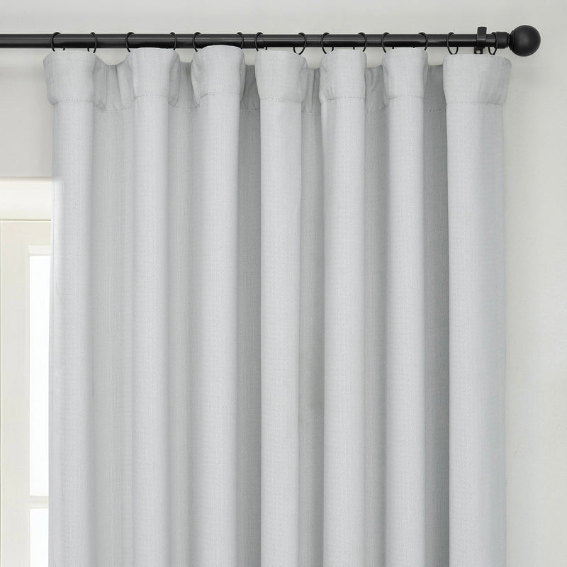 Oyster Extra Wide Textured Faux Linen Room Darkening Curtain