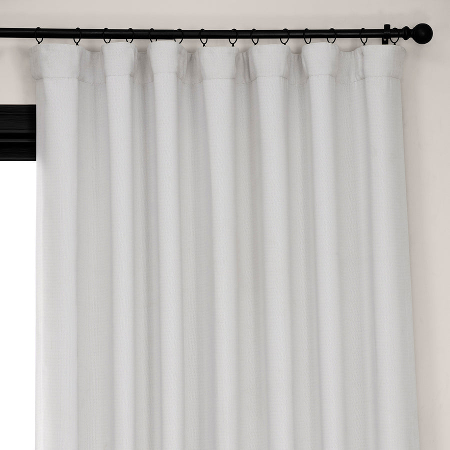 Oyster Extra Wide Textured Faux Linen Room Darkening Curtain