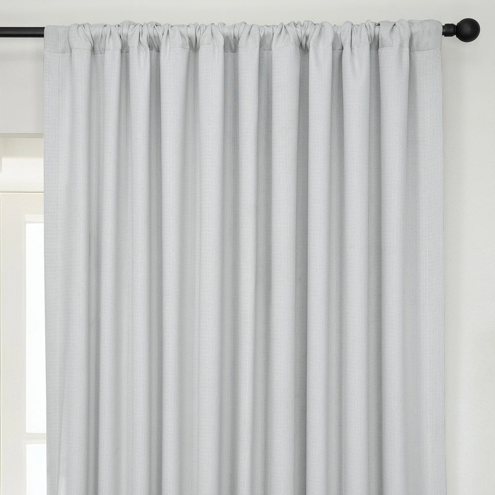 Oyster Extra Wide Textured Faux Linen Room Darkening Curtain