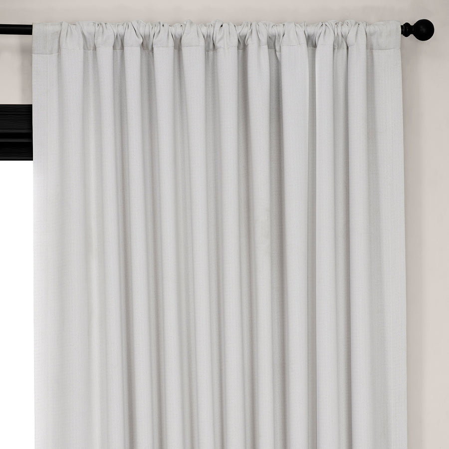 Oyster Extra Wide Textured Faux Linen Room Darkening Curtain