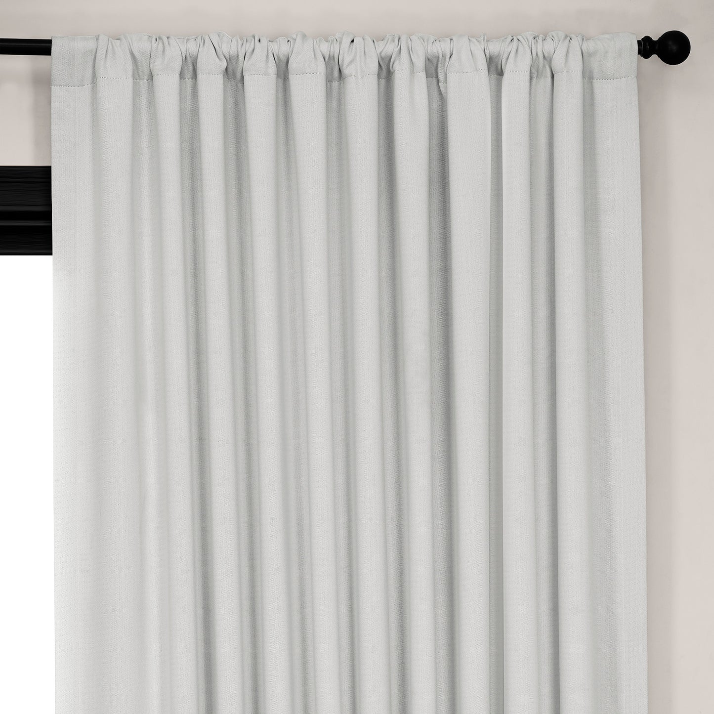 Oyster Extra Wide Textured Faux Linen Room Darkening Curtain