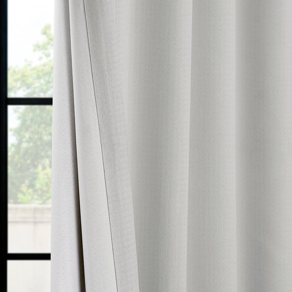 Oyster French Pleat Textured Faux Linen Room Darkening Curtain