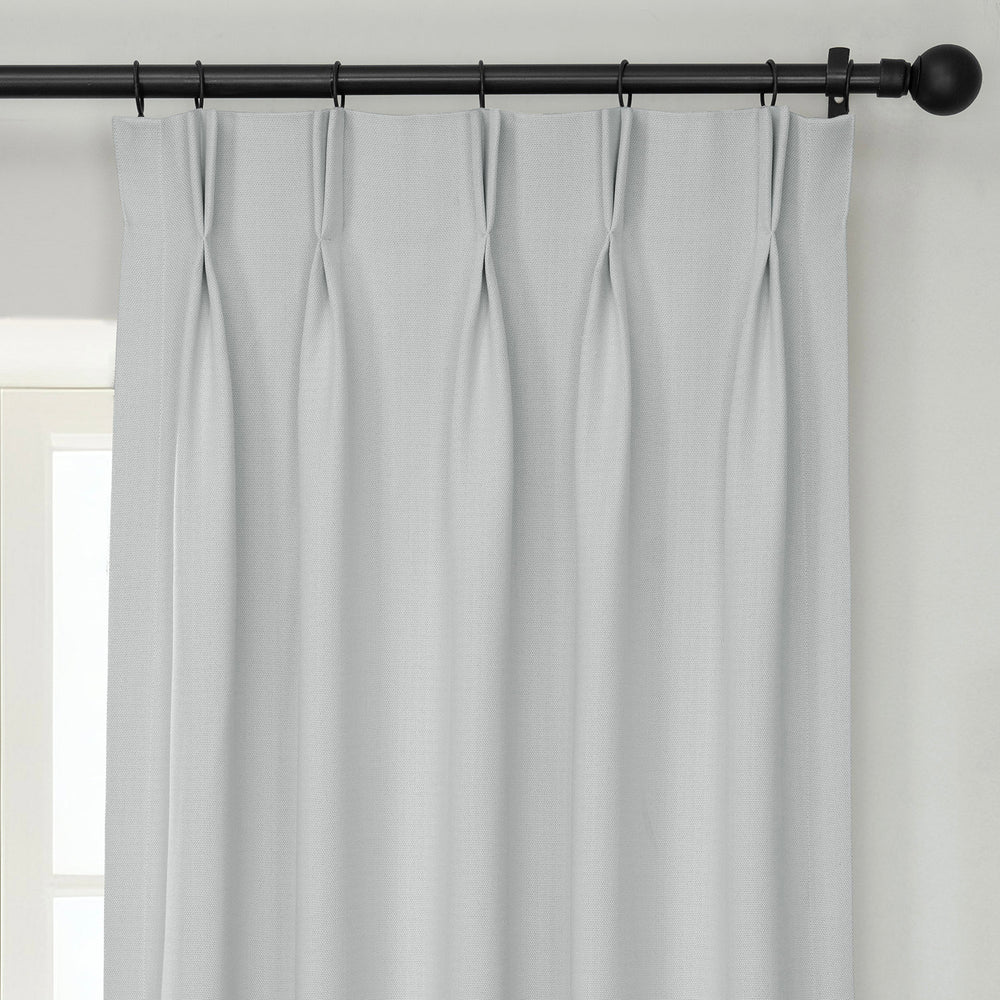 Oyster French Pleat Textured Faux Linen Room Darkening Curtain