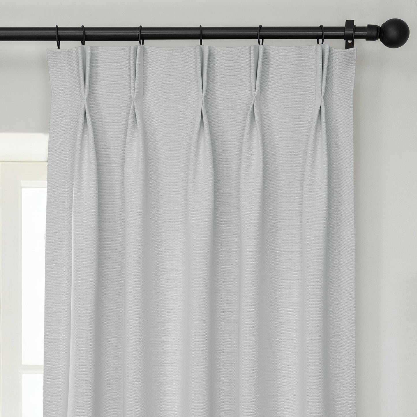 Oyster French Pleat Textured Faux Linen Room Darkening Curtain