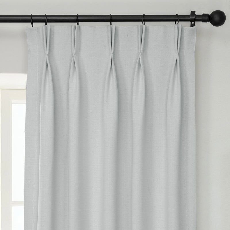 Oyster French Pleat Textured Faux Linen Room Darkening Curtain
