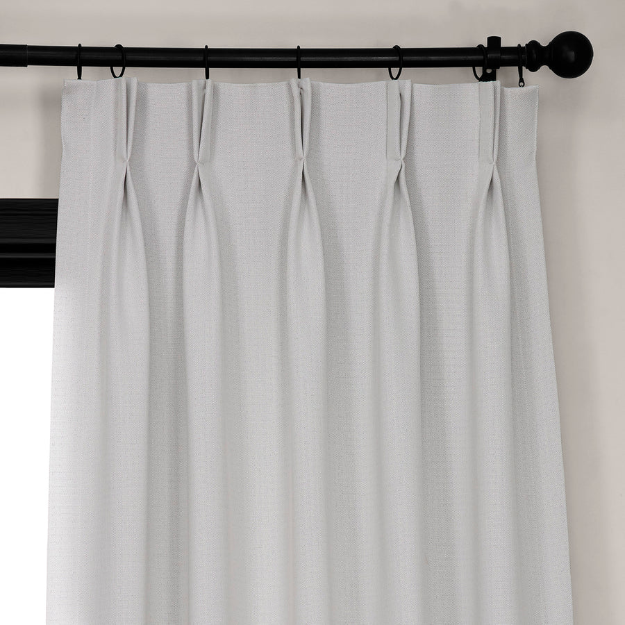 Oyster French Pleat Textured Faux Linen Room Darkening Curtain