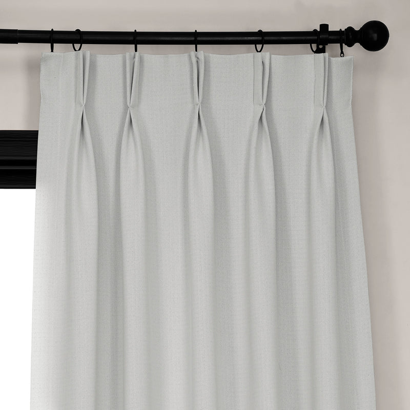Oyster French Pleat Textured Faux Linen Room Darkening Curtain