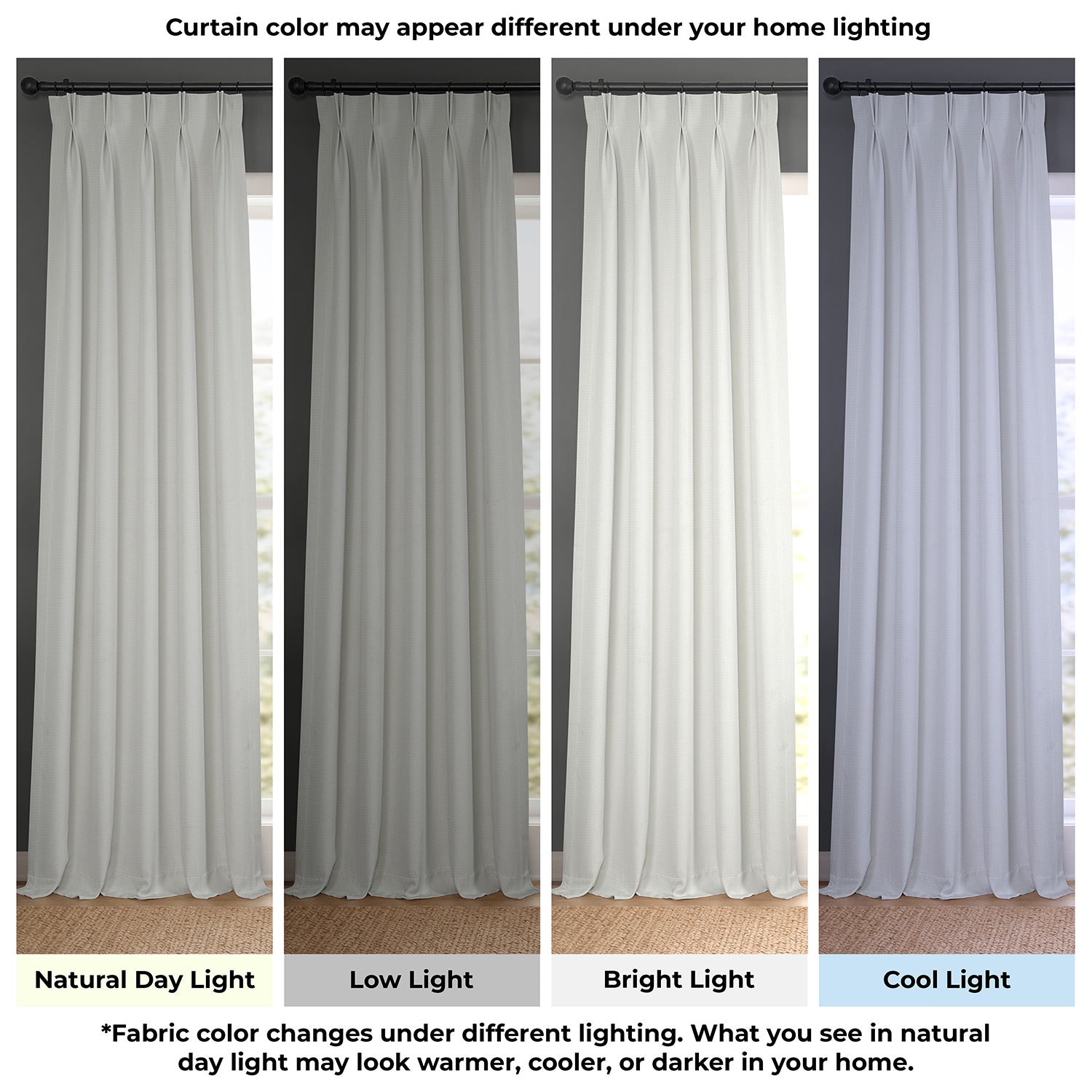 Oyster Mist Pinch Pleat Textured Faux Linen Room Darkening Curtain