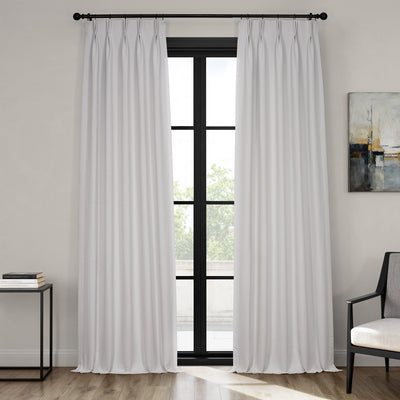 Oyster French Pleat Textured Faux Linen Room Darkening Curtain