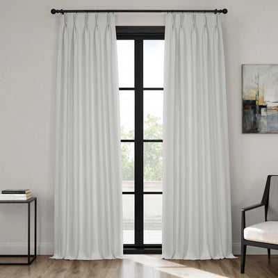 Oyster French Pleat Textured Faux Linen Room Darkening Curtain