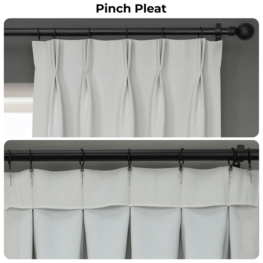 Oyster Mist Pinch Pleat Textured Faux Linen Room Darkening Curtain