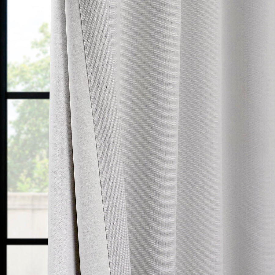 Oyster Grommet Textured Faux Linen Room Darkening Curtain