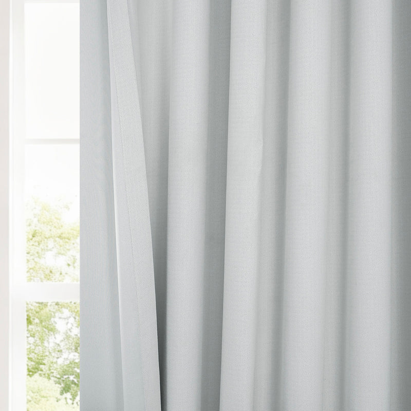 Oyster Grommet Textured Faux Linen Room Darkening Curtain