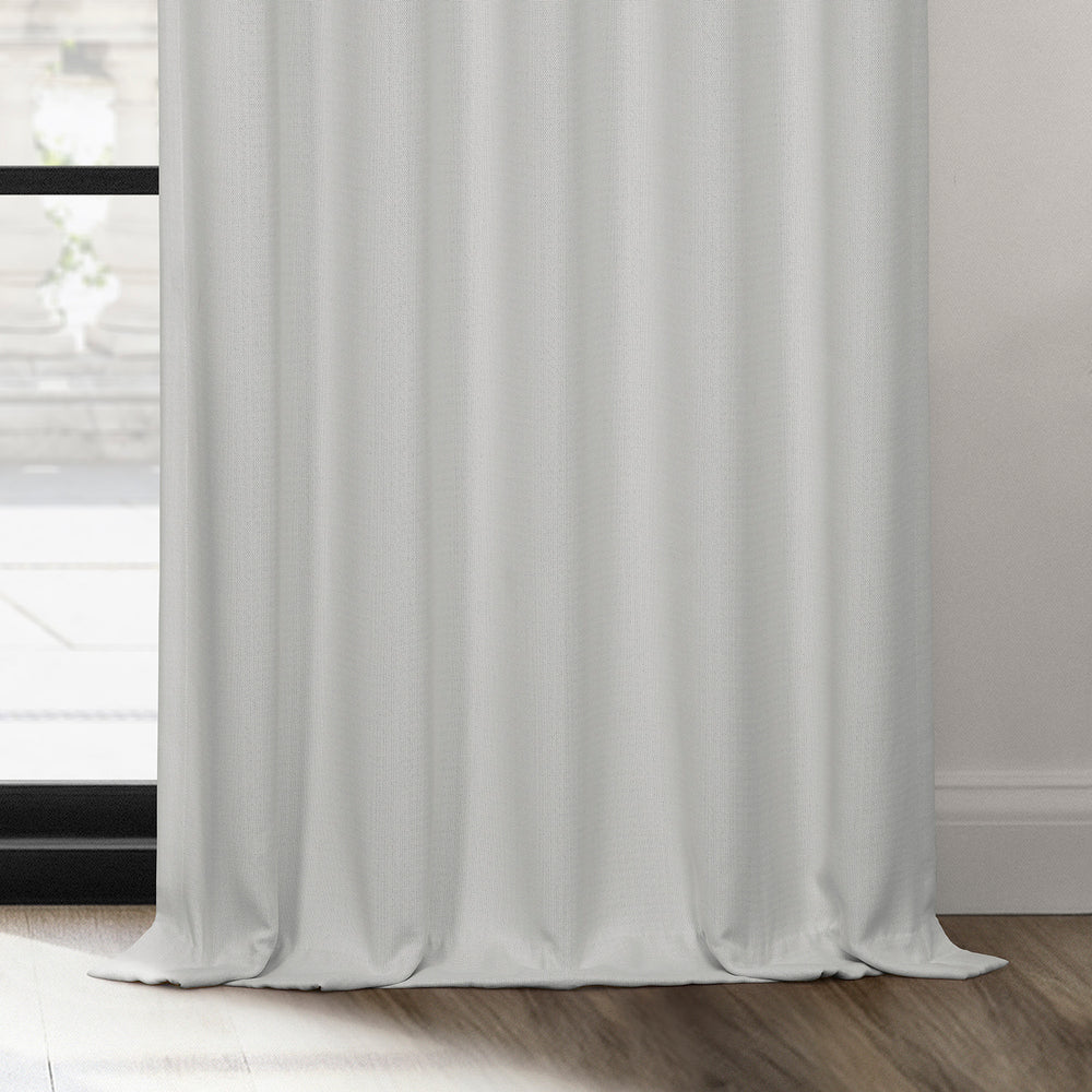 Oyster Grommet Textured Faux Linen Room Darkening Curtain