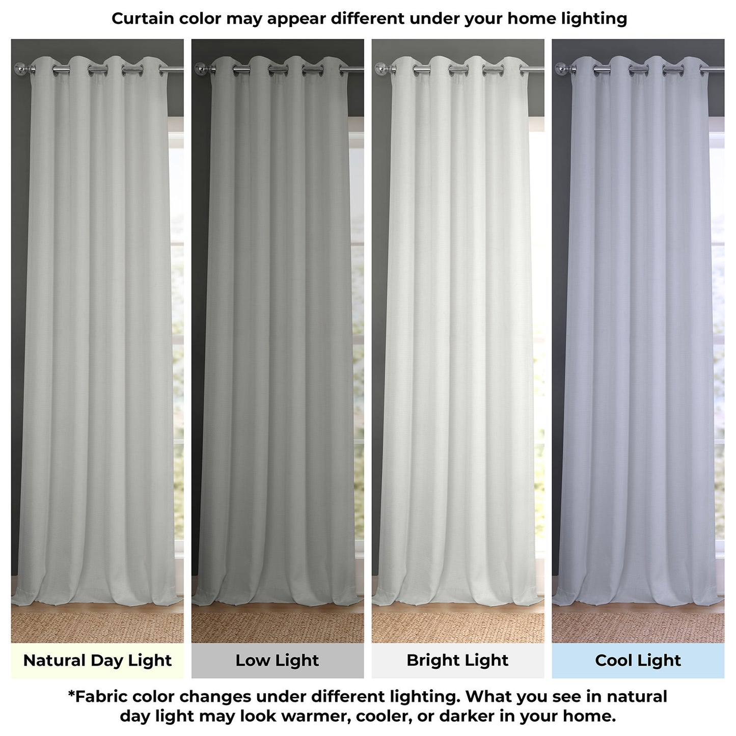 Oyster Mist Grommet Textured Faux Linen Room Darkening Curtain