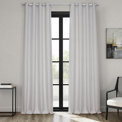 Oyster Grommet Textured Faux Linen Room Darkening Curtain