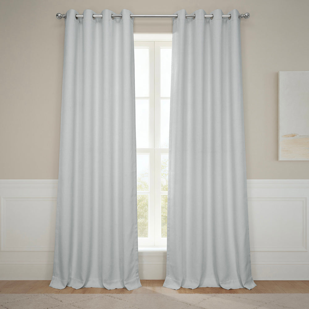 Oyster Grommet Textured Faux Linen Room Darkening Curtain