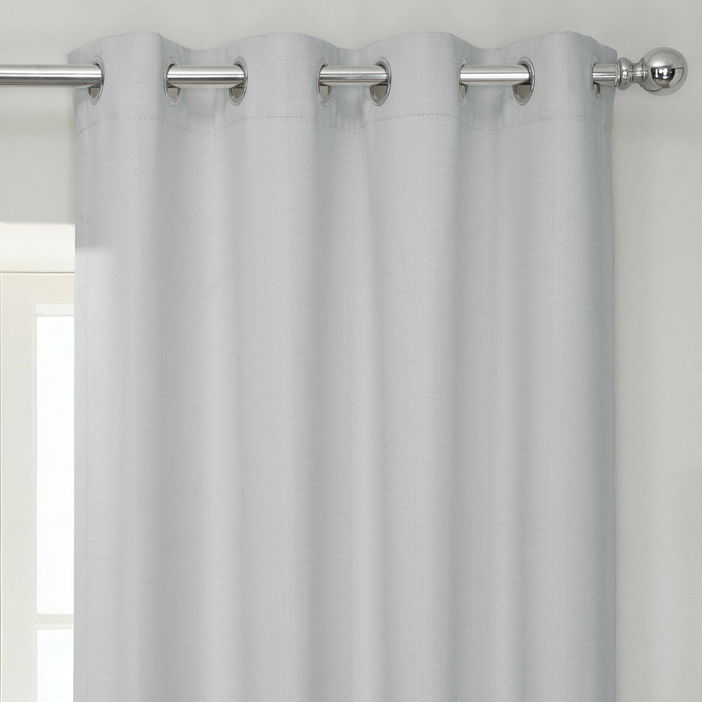 Oyster Grommet Textured Faux Linen Room Darkening Curtain