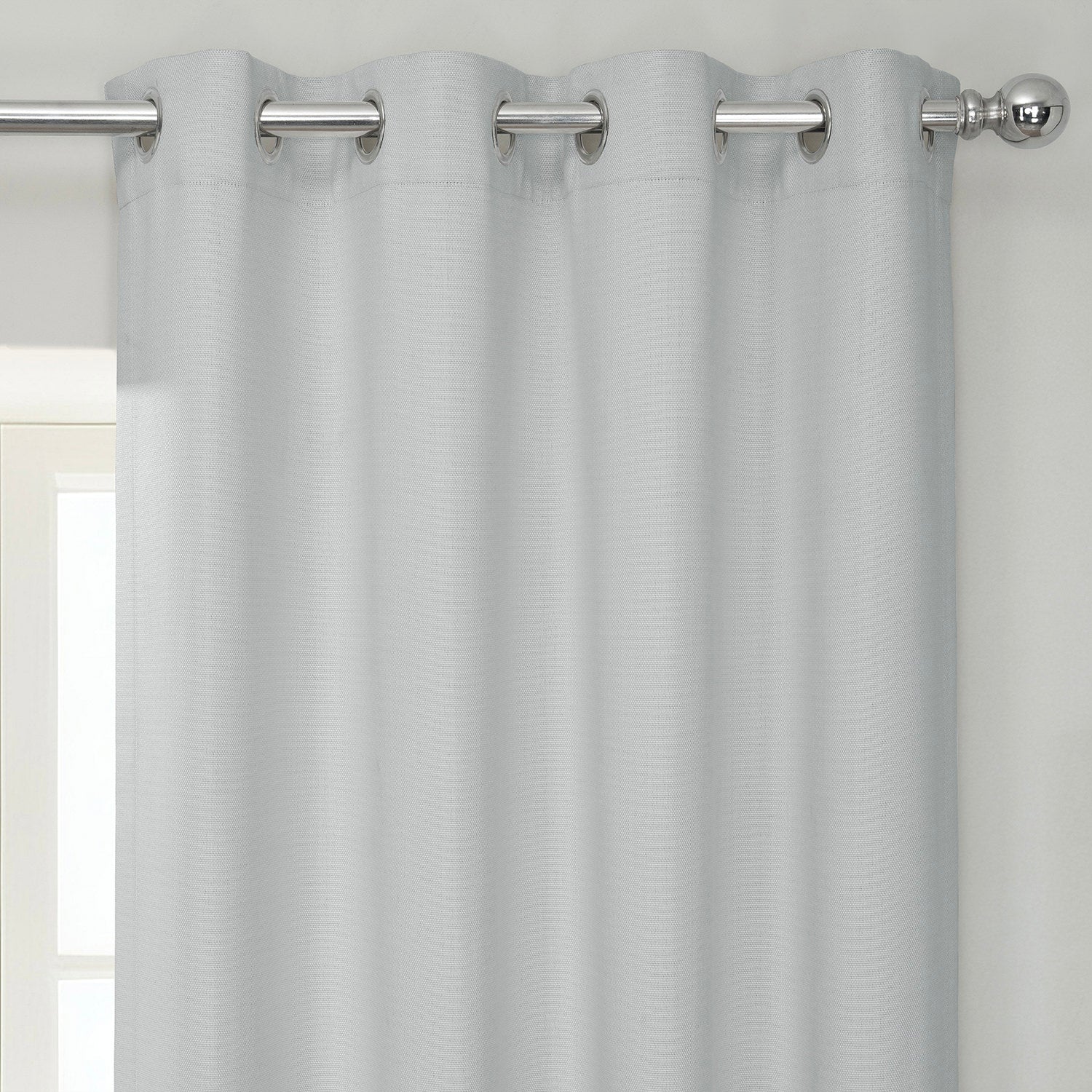 Oyster Grommet Textured Faux Linen Room Darkening Curtain