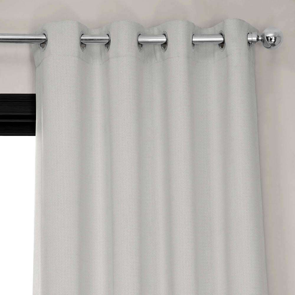 Oyster Grommet Textured Faux Linen Room Darkening Curtain